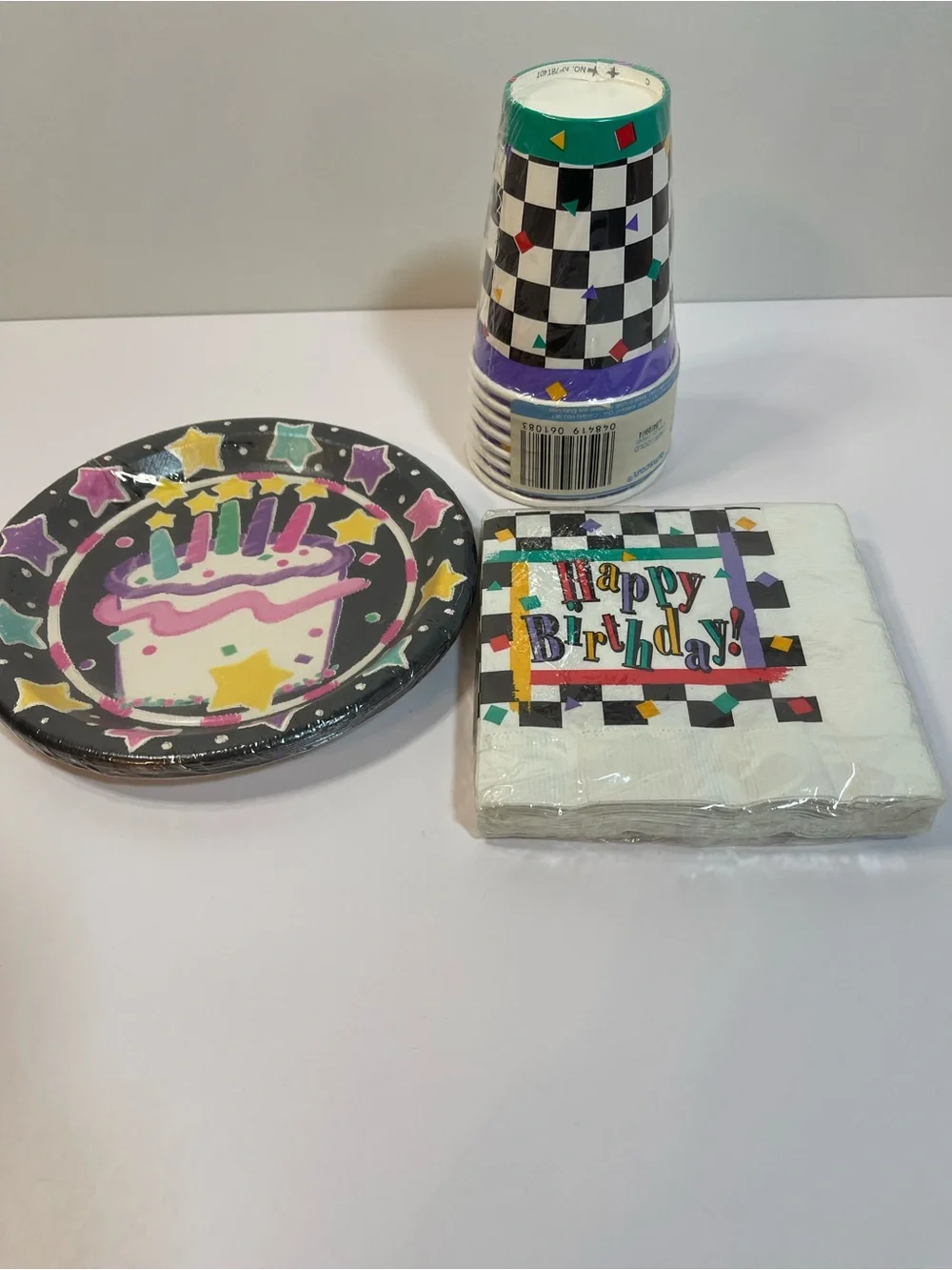 Vintage Party Express Happy Birthday Party Of 8 Plates Sm &  Amscan Cups & Nap
